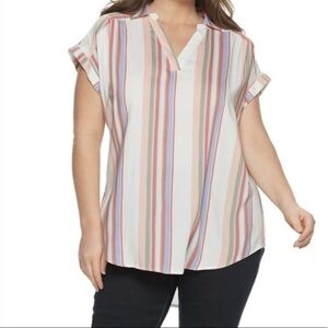 EVRI Stripped Dolman Short Sleeve Top